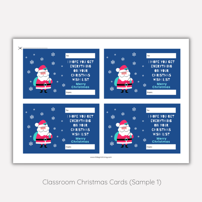 Classroom Christmas Cards (Digital Download) - Little Girl Shining
