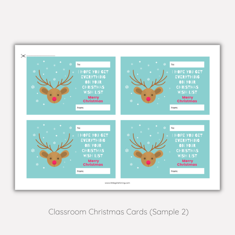 Classroom Christmas Cards (Digital Download) - Little Girl Shining