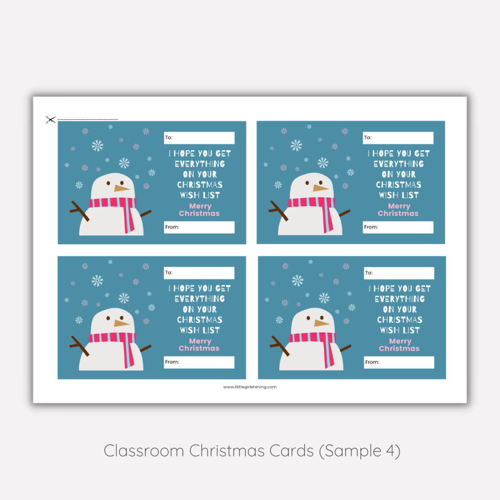 Classroom Christmas Cards (Digital Download) - Little Girl Shining