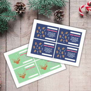Printable Classroom Christmas Cards – 4 Per Page – Instant Download