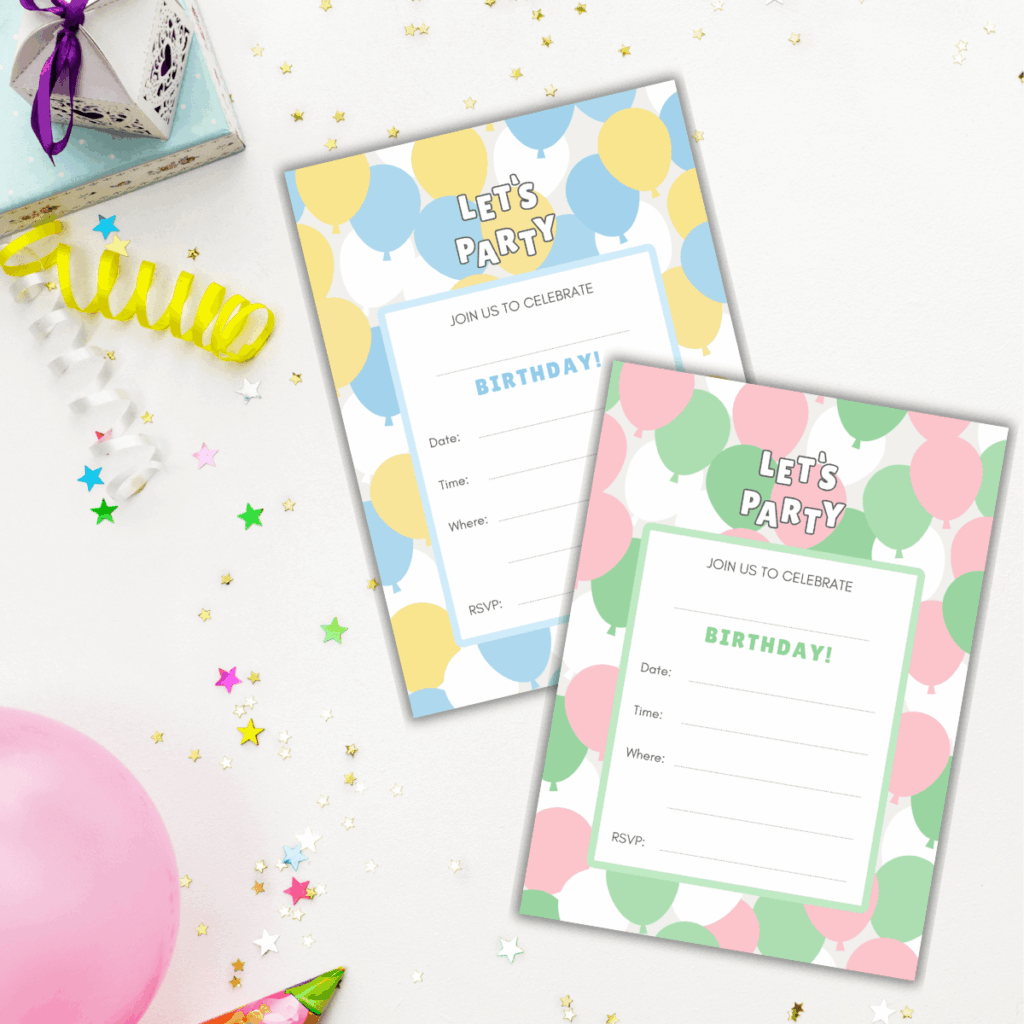 Party Inventions Printable Birthday Party Invitations (5x7