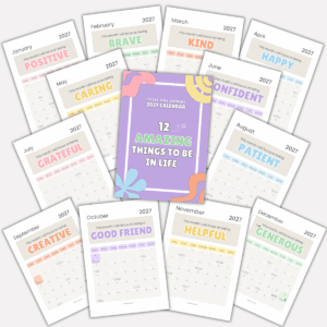 Printable 2027 Calendar for Girls | Confidence-Building & Inspirational Kids Calendar