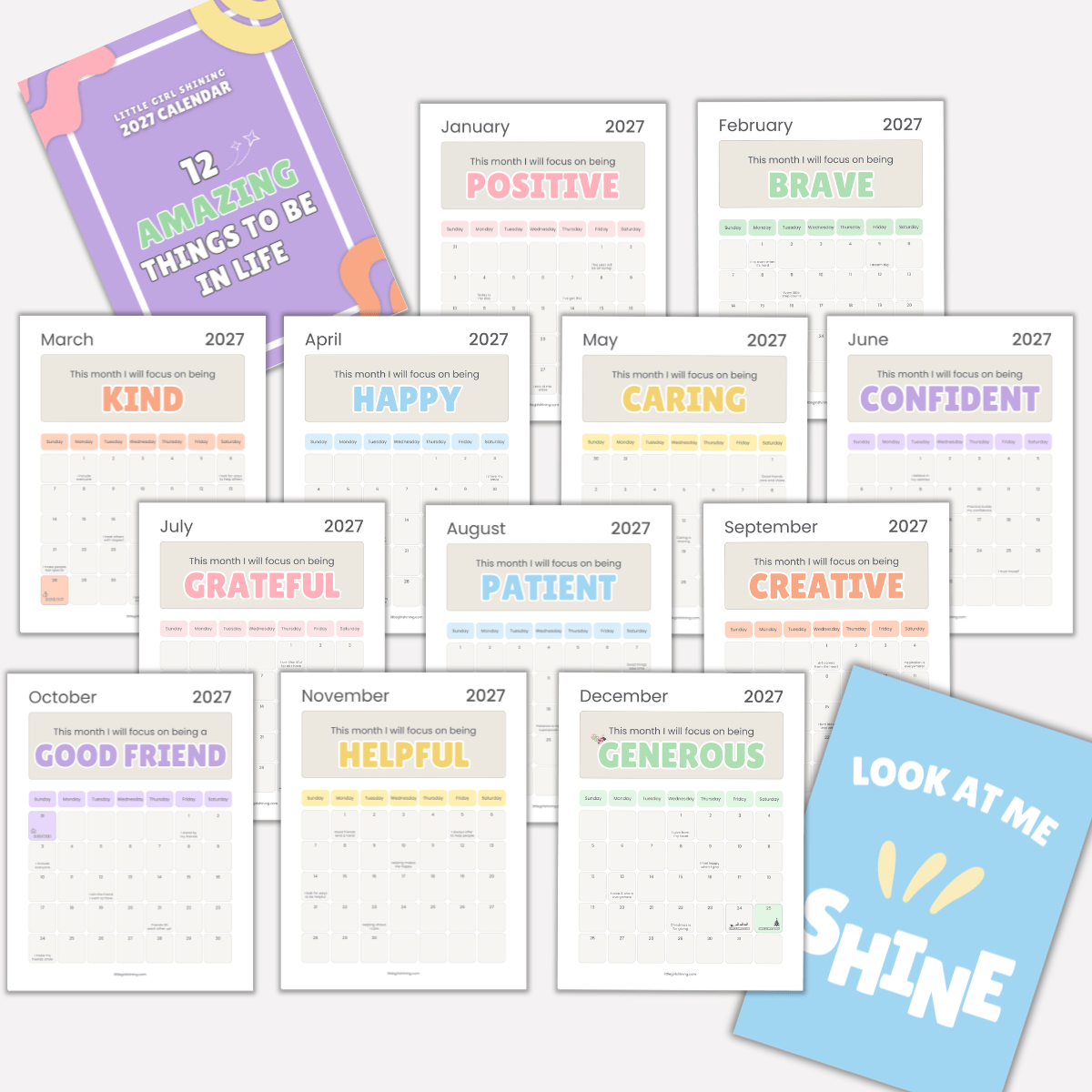 Printable 2027 Calendar for Girls | Confidence-Building & Inspirational Kids Calendar - Image 6