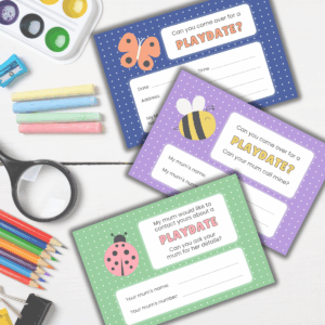 Printable Playdate Invitation Cards 6x4"