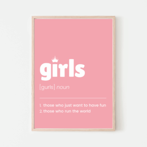 Definition of Girls – Inspirational Wall Art Print in Pink
